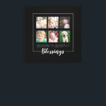 Großeltern Segnungen | 6 Fotos Weihnachten Leinwanddruck<br><div class="desc">Diese quadratische Leinwand ist ein perfektes Herz-Sake-Geschenk für Großeltern. Es verfügt über eine 6-Foto-Rahmencollage für Bilder, die Enkel auf schwarzem Hintergrund machen. Der Text in handgeschriebenem Stil lautet: "Segen"</div>