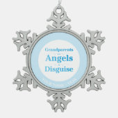 Großeltern sind Engel in der Verkleidung Schneeflocken Zinn-Ornament (Vorderseite)