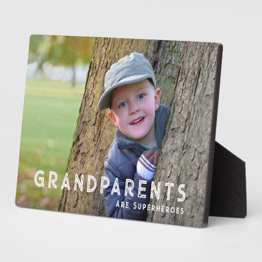"Großeltern sind Superhelden" Plaque mit Easel Fotoplatte (Seite)