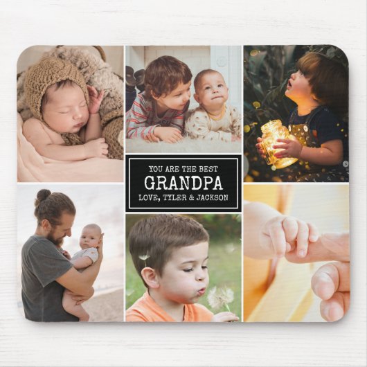 Großeltern Tag Opa Schwarz 3 FotoCollage Mousepad (Vorne)