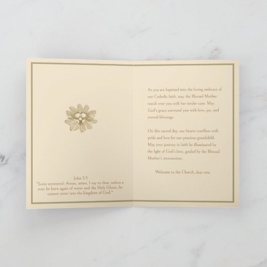 Großeltern Taufe für Baby gesegnet Mary Karte (Innenseite)