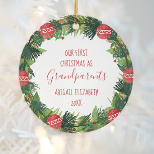 Großeltern Weihnachten Erstes Baby-Foto-Kranz Keramik Ornament