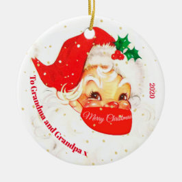 Großeltern Weihnachten Foto Santa Mask Merry Keramik Ornament