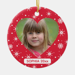 Großeltern Weihnachten Kind Foto Süße Schneeflocke Keramik Ornament