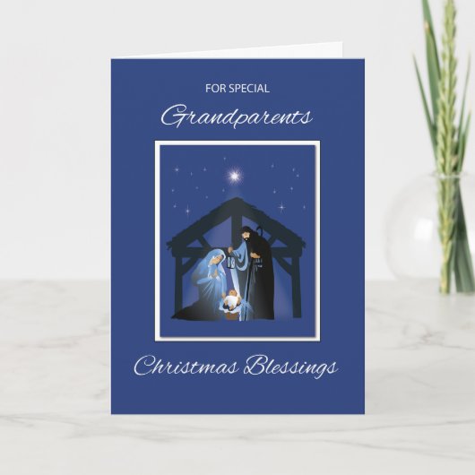 Großeltern Weihnachts-Segmentleiter auf blau Karte (Vorderseite)