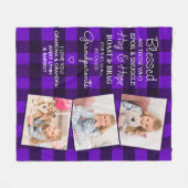 Großeltern Zitat Custom 3 Foto Lila Kariert Fleecedecke (Vorderseite (Horizontal))