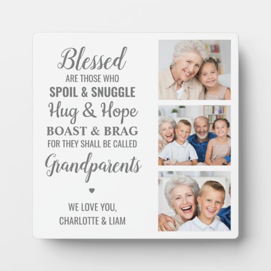 Großeltern zitieren Personalisiertes FotoCollage Fotoplatte (Vorderseite)
