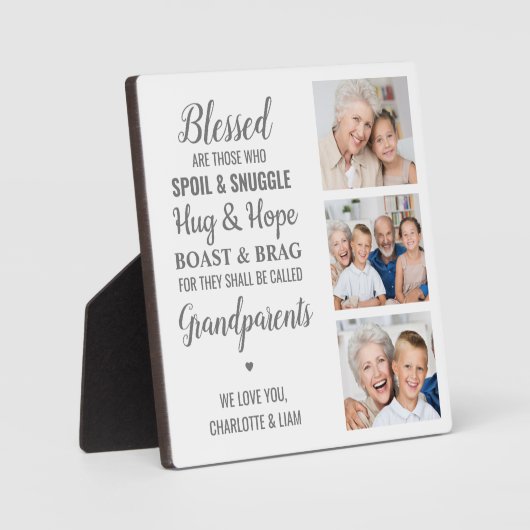 Großeltern zitieren Personalisiertes FotoCollage Fotoplatte (Vorderseite)