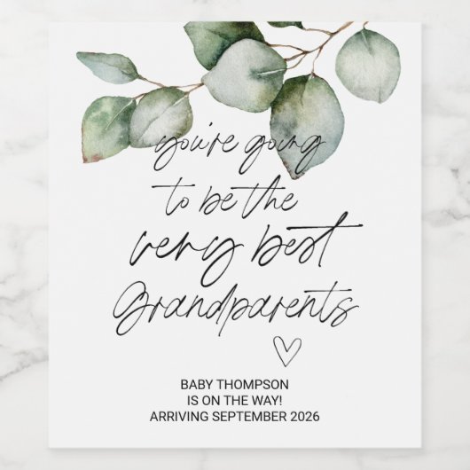 Großeltern zur Schwangerschaftsankündigung New Bab Weinetikett (Einzelnes Label)