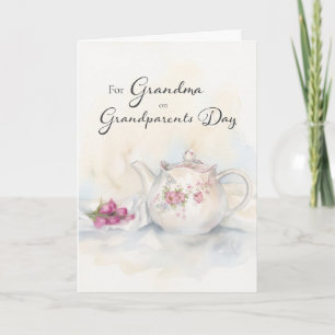Großelterntag für Oma Rosa Blumen Tee Kanne Karte