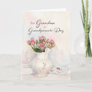 Großelterntag für Oma Vintage Rosa Blumen Karte