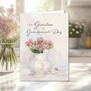 Großelterntag für Oma Vintage Rosa Blumen Karte