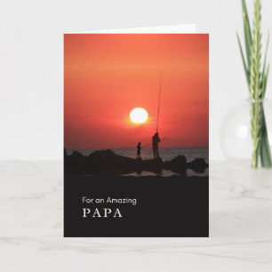 Großelterntag für Papa-Angeln bei Sonnenuntergang  Karte