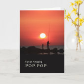 Großelterntag Pop Pop Fischen bei Sonnenuntergang Karte (Gelbe Blume)