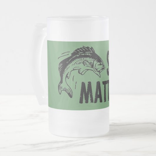 Größen-Angelegenheiten! Lustiger Fischen-Entwurf Mattglas Bierglas (Vorderseite Links)