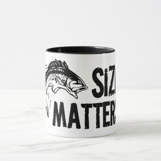 Größen-Angelegenheiten! Lustiger Fischen-Entwurf Tasse (Zentrum)