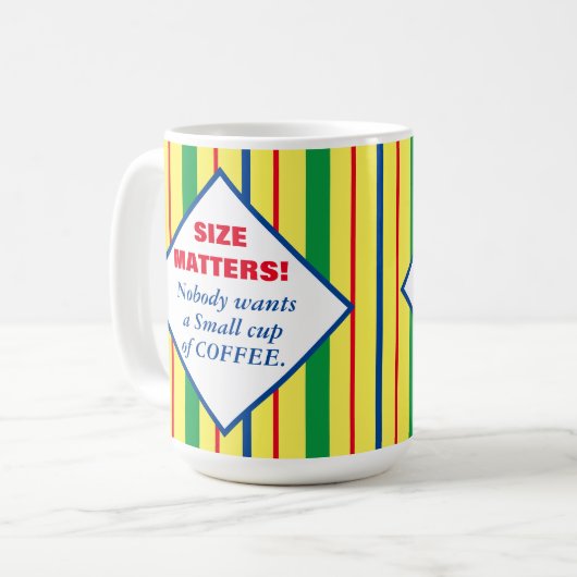 Größen - farbenfrohe Streifen Kaffeetasse (Vorderseite Links)