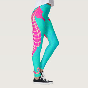 GrößengleichSeepferd auf Aquamarine - Leggings