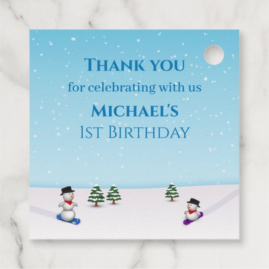 Grosser 1. Geburtstag Winterschnee Eisbedeckung Geschenkanhänger (Rückseite)