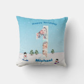 Grosser 1. Geburtstag Winterschnee Eisbedeckung Kissen (Vorderseite)