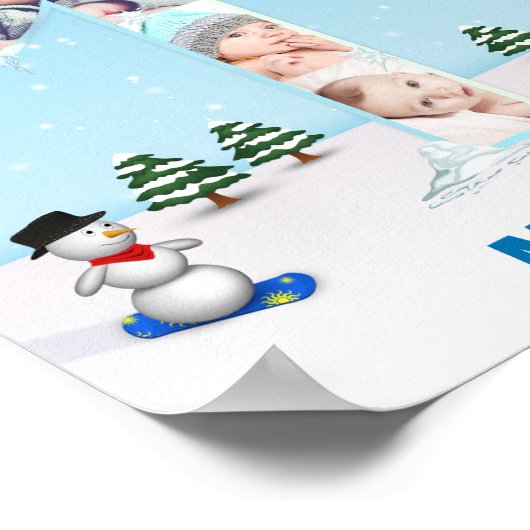 Grosser 1. Geburtstag Winterschnee Eisbedeckung Poster (Ecke)