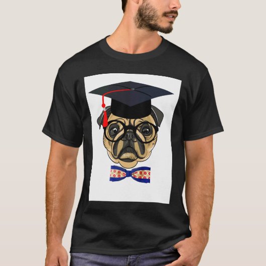 Großer abgestufter Mops-Hund T-Shirt (Vorderseite)