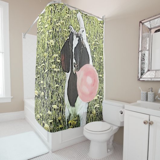 Größer als Lebensnerziege mit Bubblegum Duschvorhang (Beispiel)