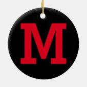 Grosser Anfangsbuchstabe des roten und schwarzen I Keramik Ornament (Hinten)