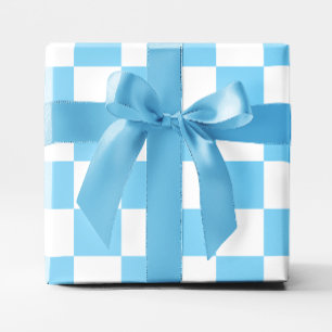 Großer Babyblau und Weiß Kariert Geschenkpapier