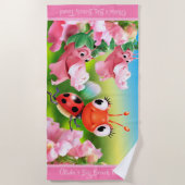 Großer Badetuch Marienkäfer-Blumengarten (Vorderseite)