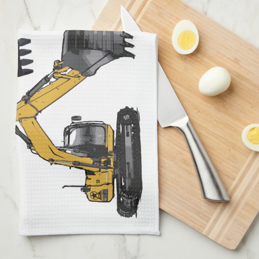 Großer Bagger-Bagger Geschirrtuch (Viertel Falte)