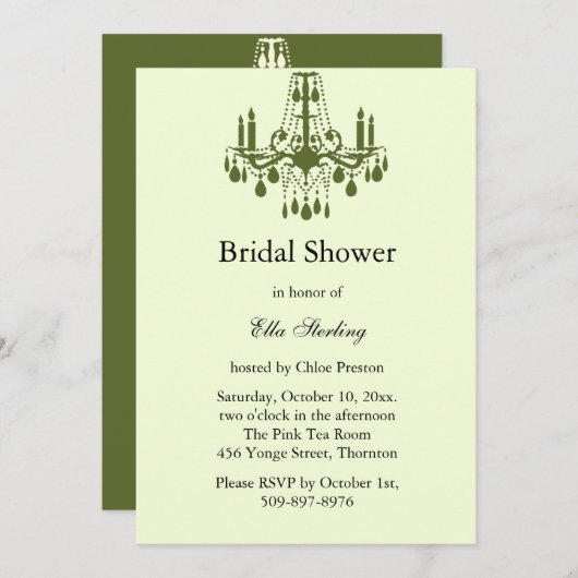 Großer Ballroom Bridal Dusche Einladung (grün) (Vorne/Hinten)