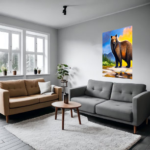 Grosser Bär im Wald   AI Art Poster