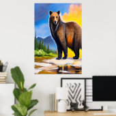 Grosser Bär im Wald | AI Art Poster (Heimbüro)