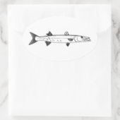 Großer Barracuda-Logo Ovaler Aufkleber (Tasche)