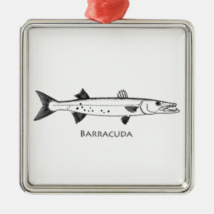 Großer Barracuda-Logo Silbernes Ornament