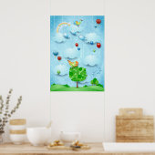 Großer Baum und fliegende Fische Poster (Küche)