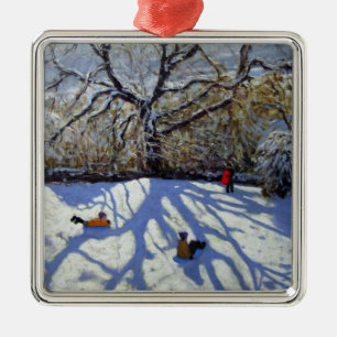 Großer Baum und tobogganers Youlgreave Silbernes Ornament