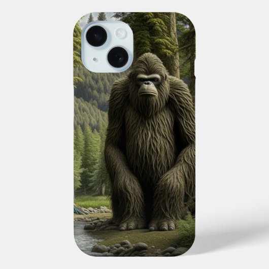 Grosser Bigfoot sitzend im Wald Case-Mate iPhone Hülle (Rückseite)
