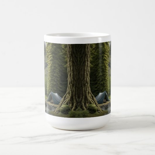 Grosser Bigfoot sitzend im Wald Kaffeetasse (Mittel)
