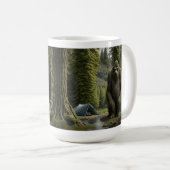 Grosser Bigfoot sitzend im Wald Kaffeetasse (VorderseiteRechts)