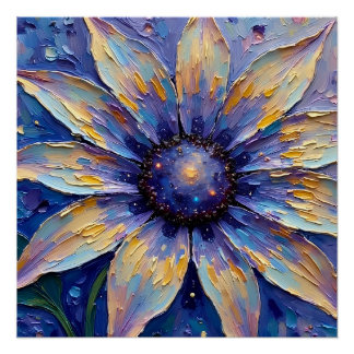 Großer blauer Blumen-Impressionistendruck | Botani Poster
