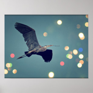 Großer Blauer Heron im Flug Poster