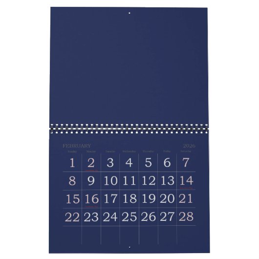 Großer blauer Kalender für Printwerbung mit Feiert (Feb 2026)