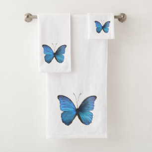 Großer Blauer Morpho-Schmetterling Badhandtuch Set