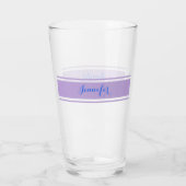 Grosser blauer Skriptname, Lavenderstreifen auf We Glas (Rückseite)