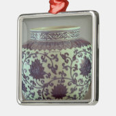 Großer blauer und weißer Ming Vase Ornament Aus Metall (Links)