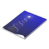 Grosser Blauer Weihnachtsbaum mit goldenen Sternen Notizblock (Rotiert)