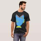 Großer blauer zahniger Fisch T-Shirt (Vorne ganz)