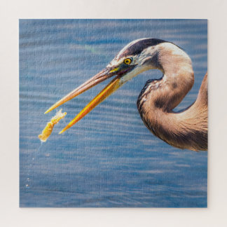 Großer Blaureiher beim Fangen von Beute Wildlife-K Puzzle